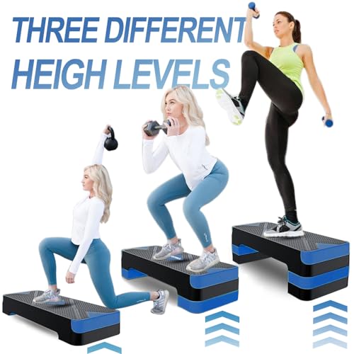 Aerobic Exercise Step Platform with Adjustable Height Risers E922565