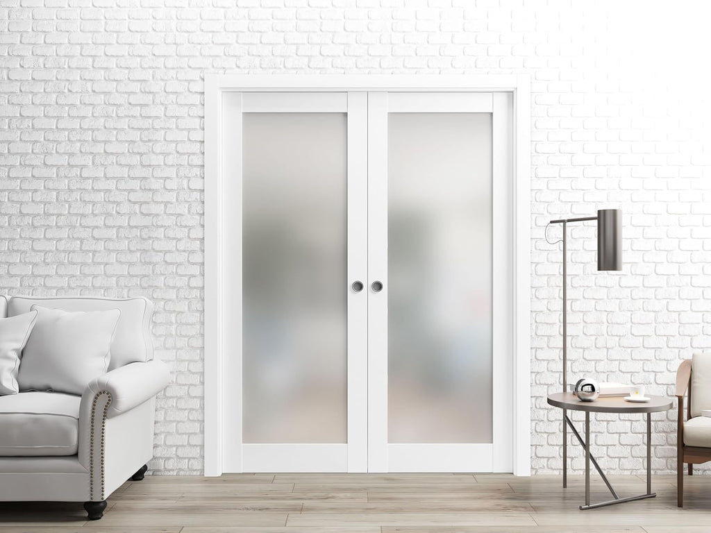 Frosted Glass Door Panel Slab 32 x 84 Solid Wood Core Interior Door T978177