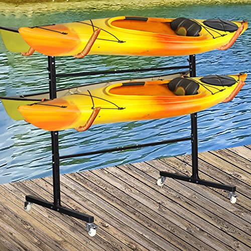 Freestanding Kayak Storage Rack for 2 or 4 Kayaks, Outdoor Heavy Duty Stand C900104