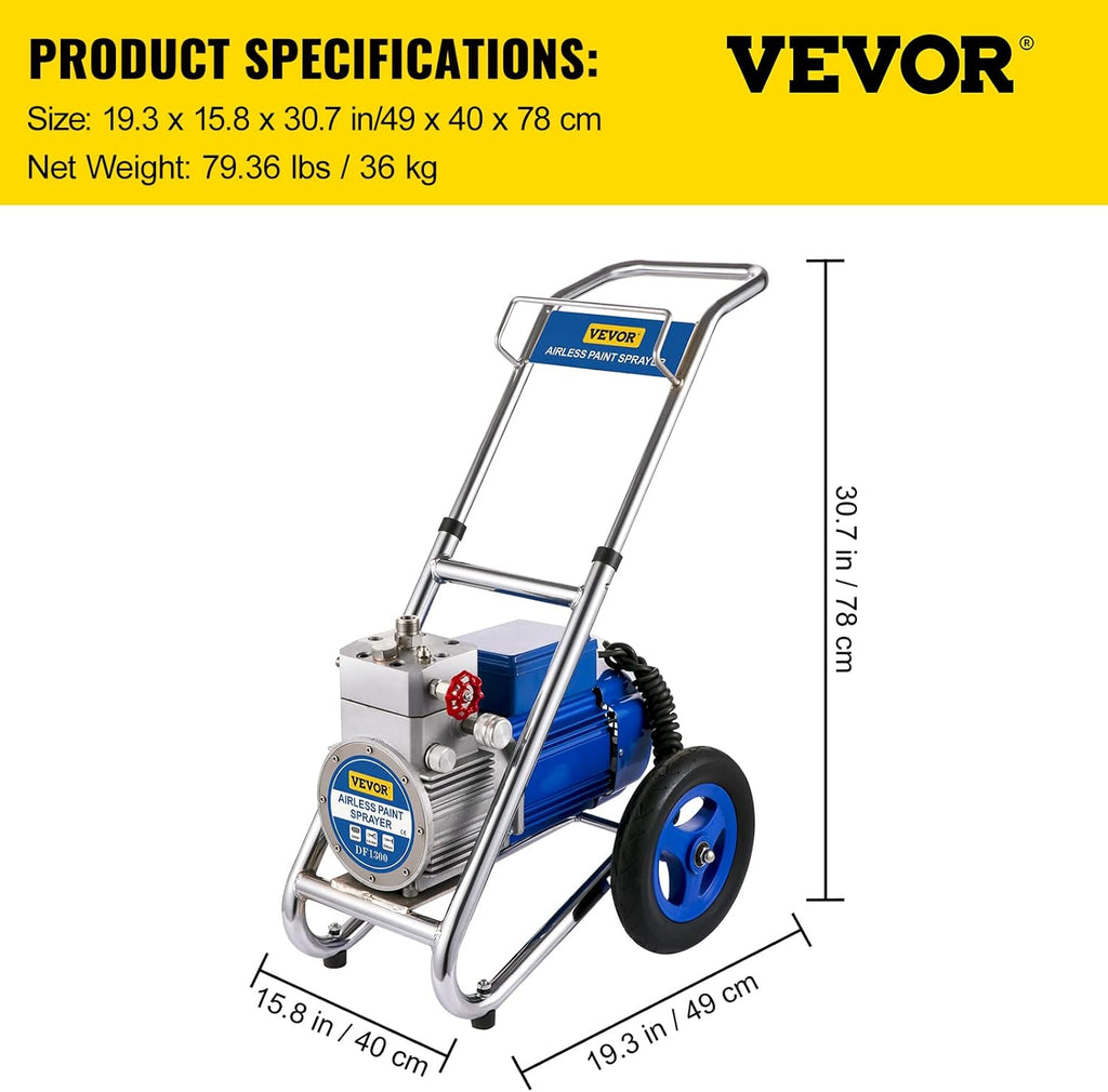 Airless Paint Sprayer, 1500W, 1GPM with 50ft Hose D468237