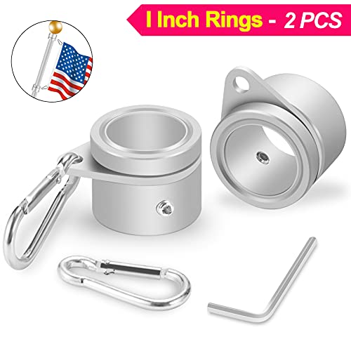 1" Flag Pole Rings, 2 Pcs Anti Wrap Swivel Clips, 360° Rotating Aluminum Mounting Rings M673