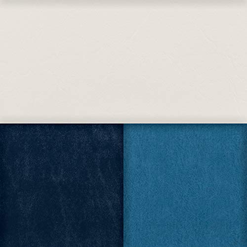 Pontoon Bench Seat Cushion Set with Left Arm Rest, White/Navy/Blue U16414