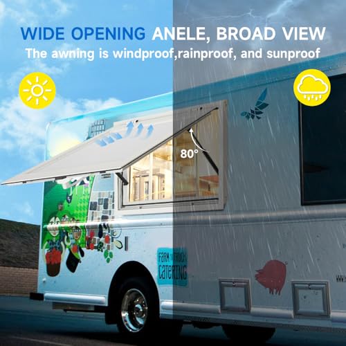 Food Truck Service Window 36" x 36" Aluminum Alloy with Awning Door E16999