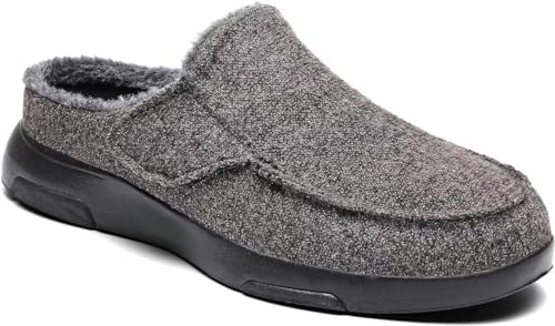 OrthoComfoot Orthopedic Slippers with Arch Support for Mens, Comfortable Plantar Fasciitis House Shoes, Winter Orthotic Moccasin Slip-On for Foot and Heel Pain
