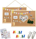 2Pack 16x11Inch Cork Boards, Bulletin Board Hanging Natural Wooden Frame Note Board, Message Board Vision Board with Bonus 2 Sticker, 2 Linen,10 Push Pins, Great for Home Office Decor