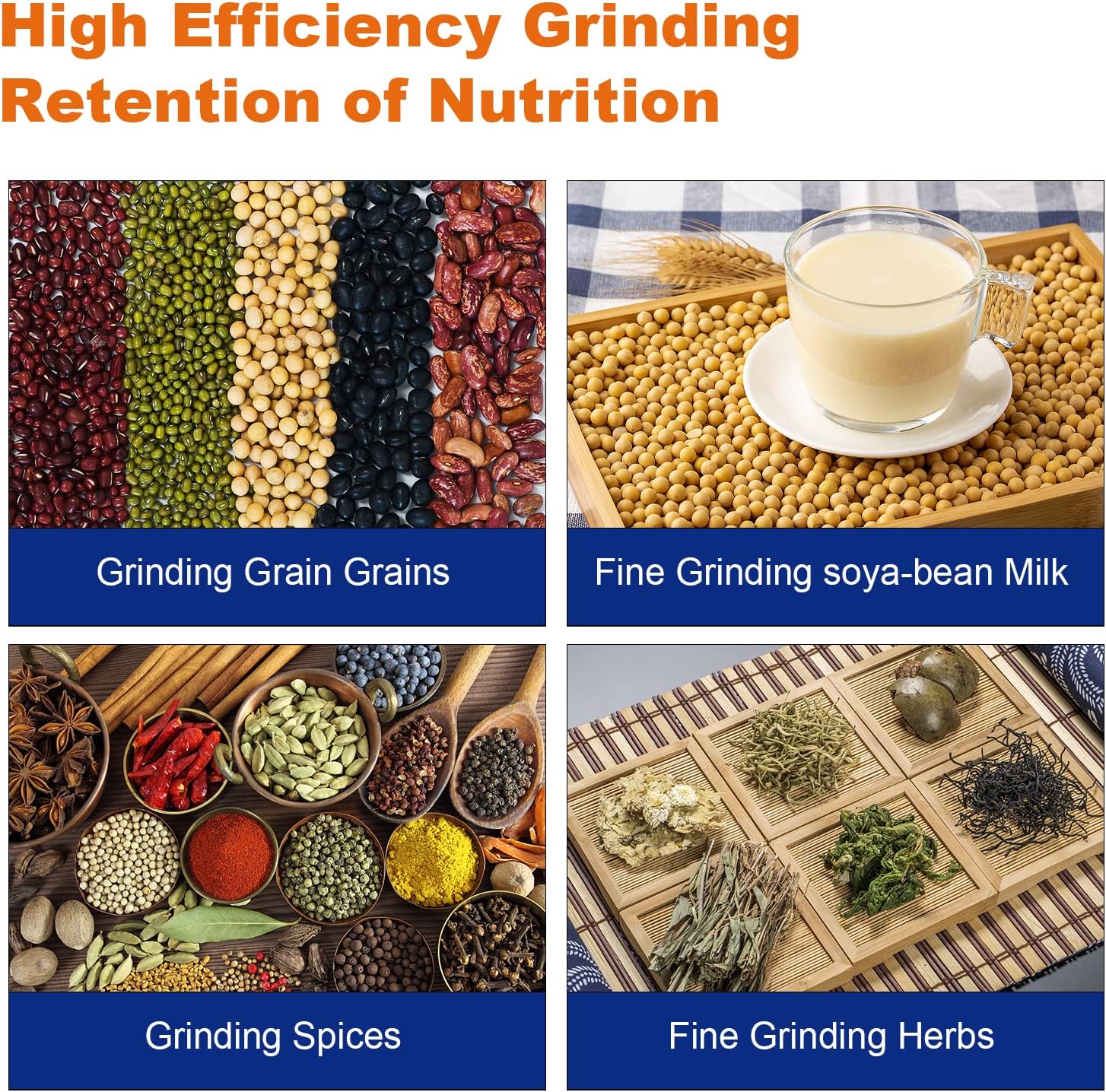 Electric Grain Mill Grinder 110V 3000W Commercial Feed Wheat Flour Machine with Funnel J537