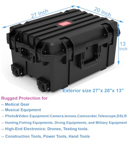 27 Inch Waterproof Rolling Hard Case with Customizable Foam L717