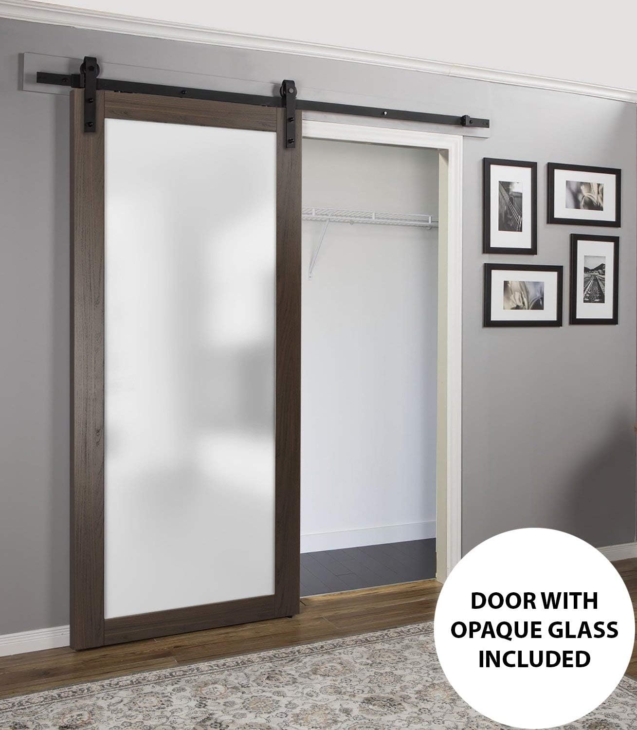 Frosted Glass Door Panel Slab 32 x 84 Solid Wood Core X147234