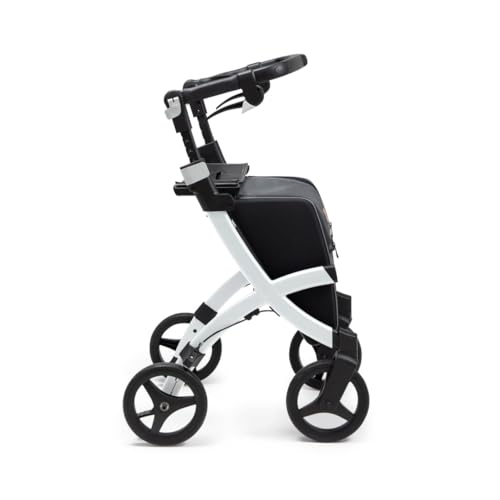 Upright Rollator Walker with Seat, Lightweight Folding Walker with Wheels and Shopping Bag V3035