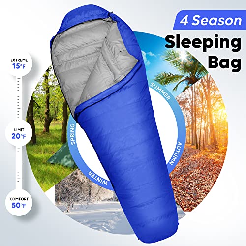 Mummy Sleeping Bag, 4 Season Warm & Cold Weather Camping, Lightweight with Compression Sack V329