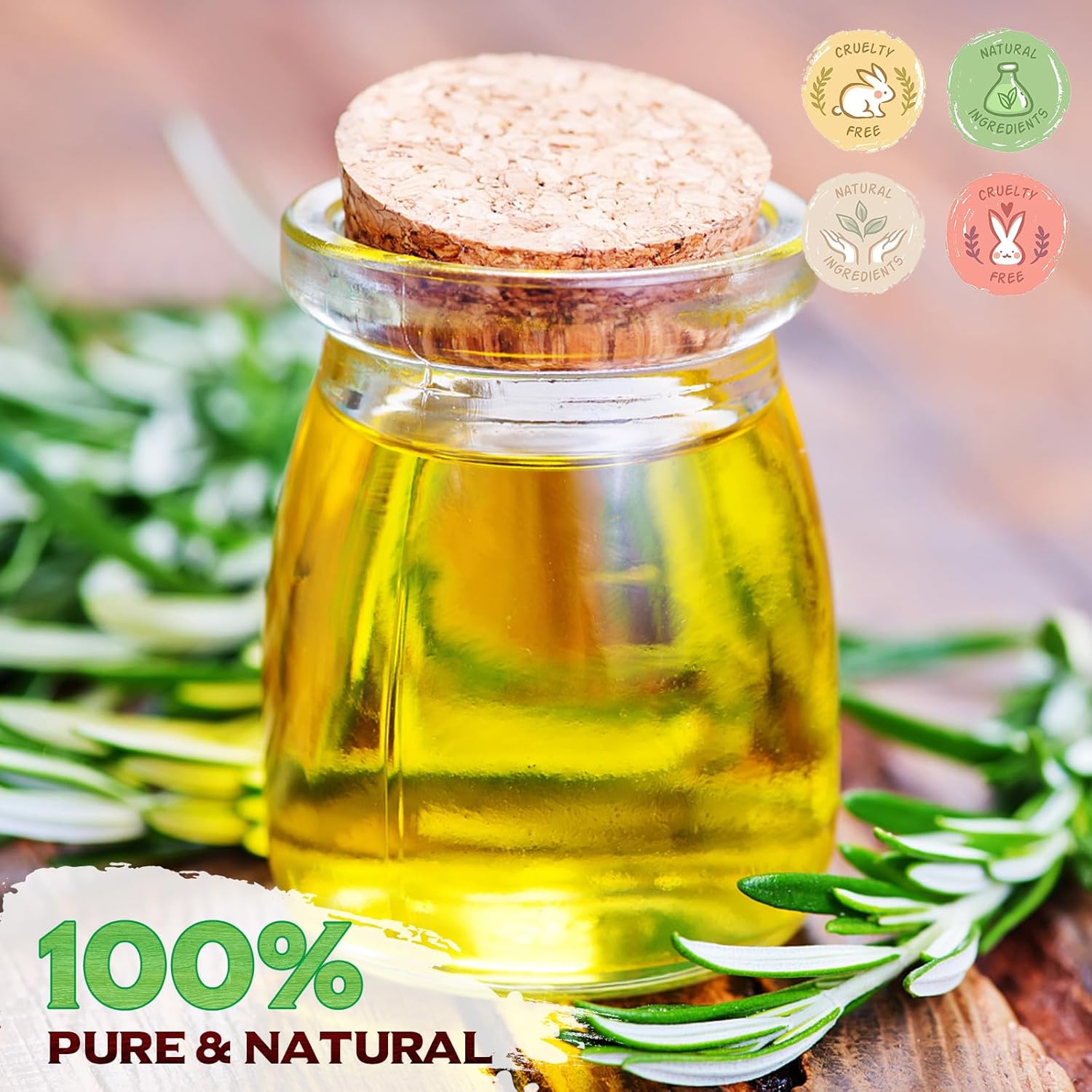 Rosemary Essential Oil with Glass Dropper for Hair, Skin, and Aromatherapy F7826