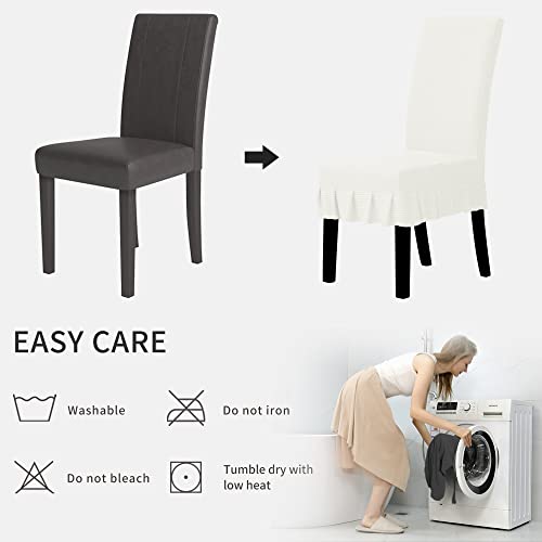 Stretch Parsons Dining Chair Slipcover with Skirt, 2 Pack, White S5803