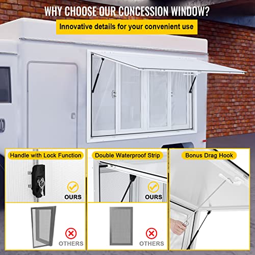 Aluminum Alloy Food Truck Service Window, 36 x 36 inch, 4 Sliding Screens R62011