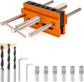 Dtructiew Self Centering Doweling Jig Kit, Drill Jig for Straight Holes Biscuit Joiner Set with 6 Drill Guide Bushings, Adjustable Width Drilling Guide Power Tool Accessory Jigs for Man(Large)