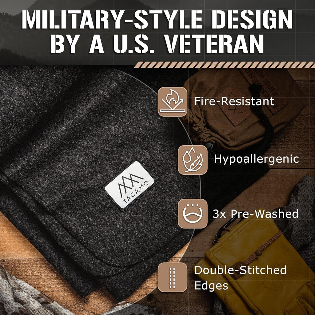 Thermal Wool Blanket, Oversized Twin for Camping and Travel O555