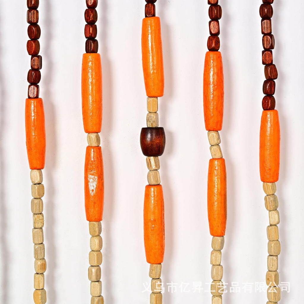 Wood Beaded Curtain for Doorway, 31 Strands, Natural Brown Bamboo, 86 x 35 Inches A49134