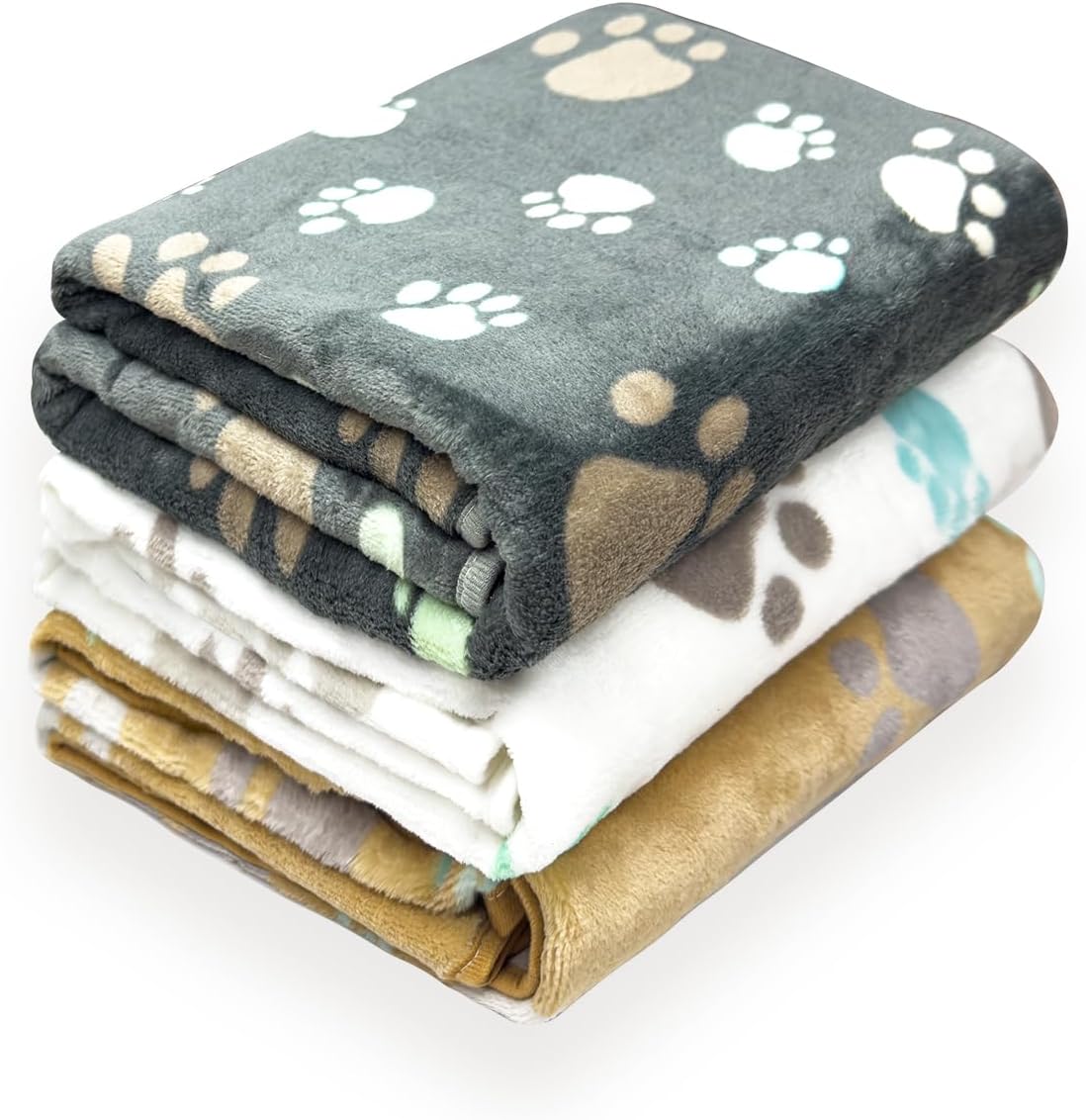 Pet Blankets for Dogs Cats - 3Pack Heart Pattern Super Soft Fluffy Dog Blankets for Small Medium Large Doggy Kitten (Big Paws, Medium)