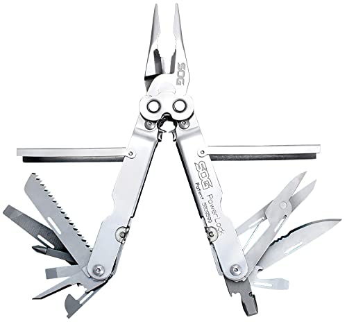SOG PowerLock Multi-Tool- Compound Leverage Technology with EOD Crimper Device, 420 Stainless Steel Body, 18 Lightweight Specialty Tools (B61N-CP) , Black