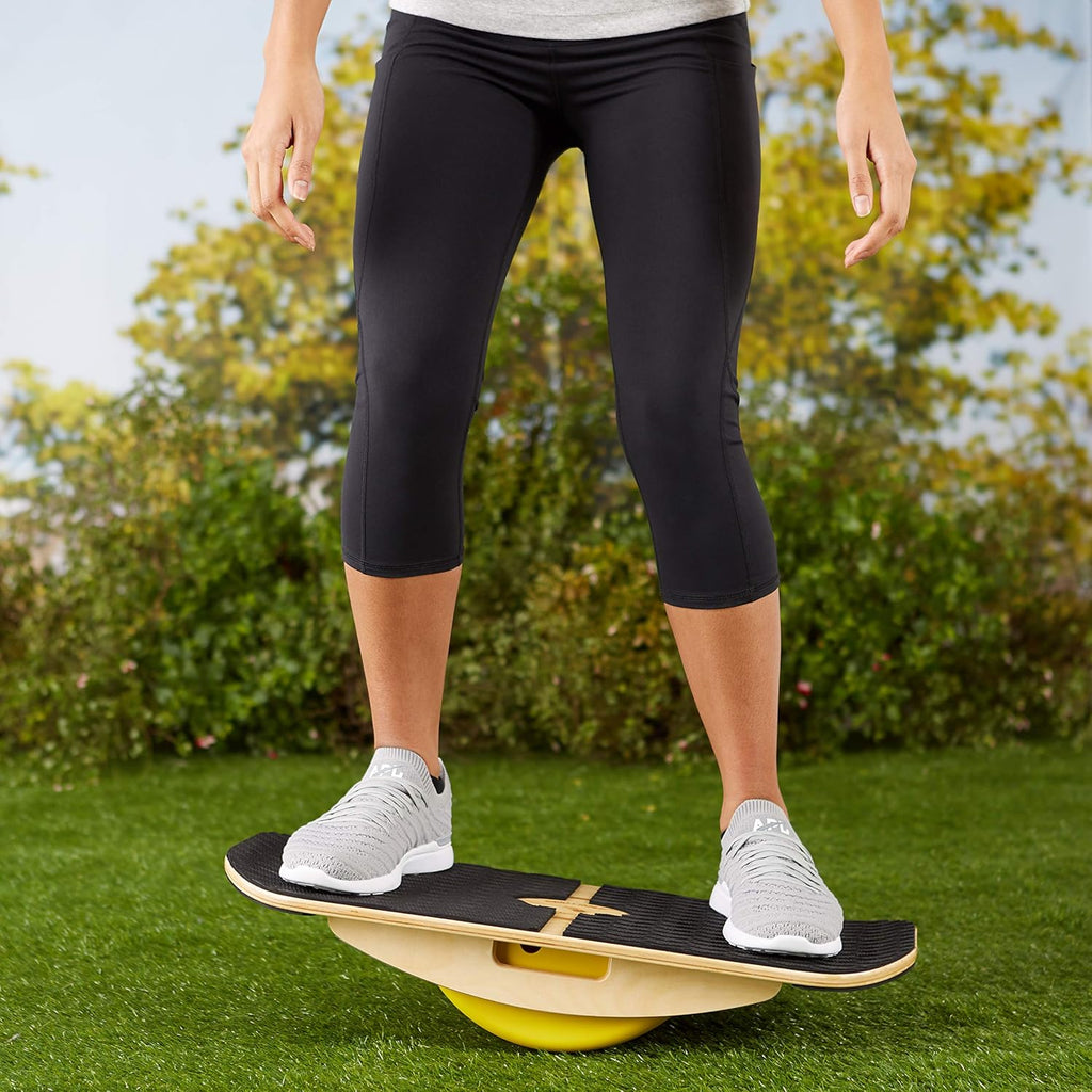 Bamboo Balance Board for Office, Standing Desks, Yoga, Exercise with 3 EVA Foam Modules H834563