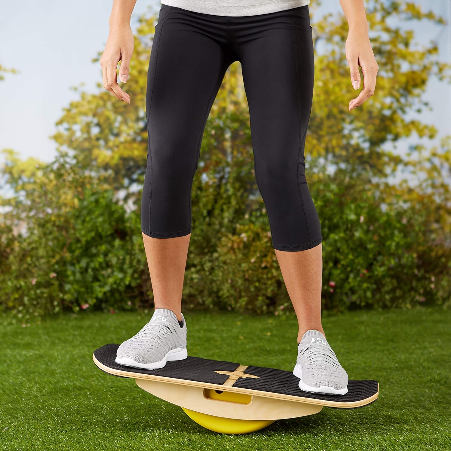 Bamboo Balance Board for Office, Standing Desks, Yoga, Exercise with 3 EVA Foam Modules H834563