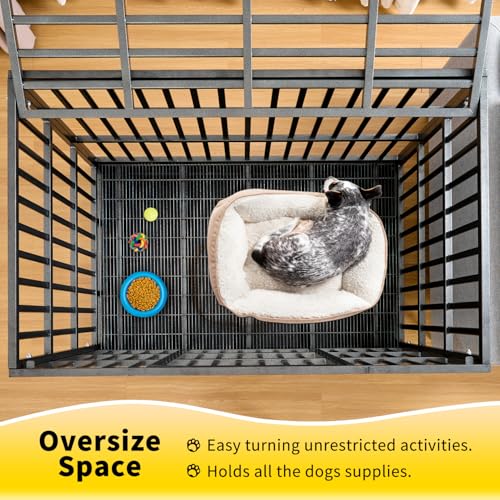 48 Inch Heavy Duty Dog Crate with Wheels and Removable Tray J85192
