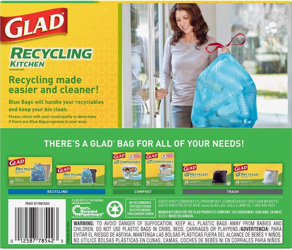 Tall Kitchen Drawstring Trash Bags, 13 Gallon, 45 Count L5083