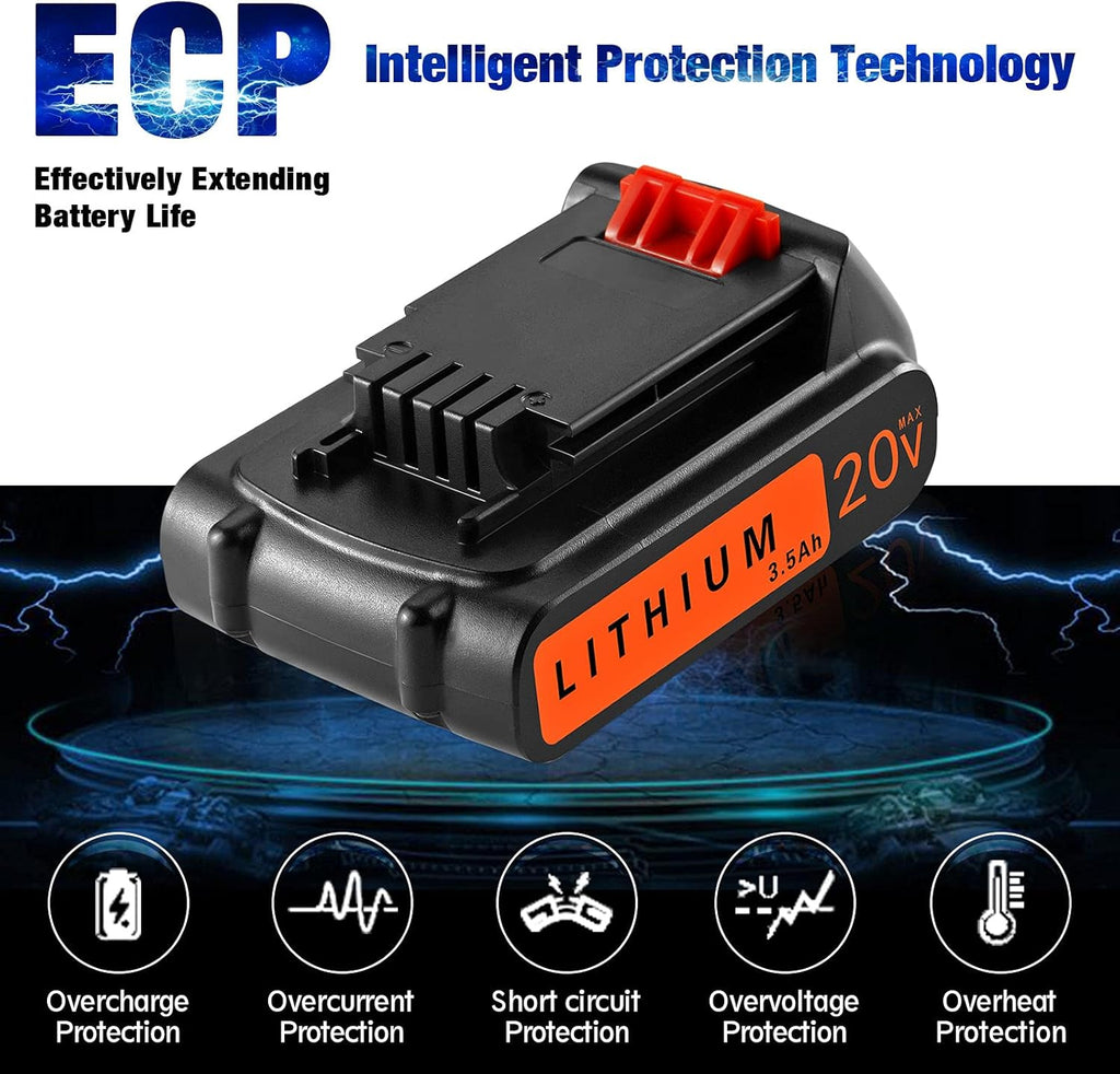 2Pack 3500mAh Replacement for Black and Decker 20V Lithium Battery R510