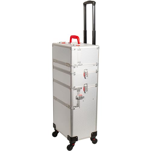 Large Rolling Makeup Train Case with Wheels for Travel and Storage I69233