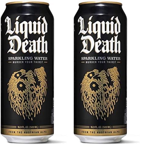 Liquid Death Sparkling Mountain Spring Water, 16.9 FZ (Pack of 2)