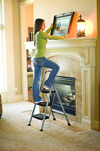 3-Step Folding Step Stool with Hand Grip, 250 lb Capacity, White M309397