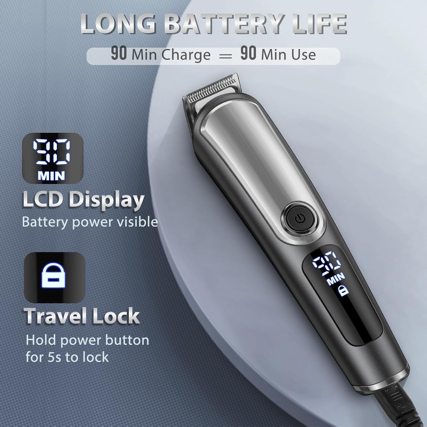Cordless Beard Trimmer for Men, Rechargeable Wet Dry Grooming Kit M821021