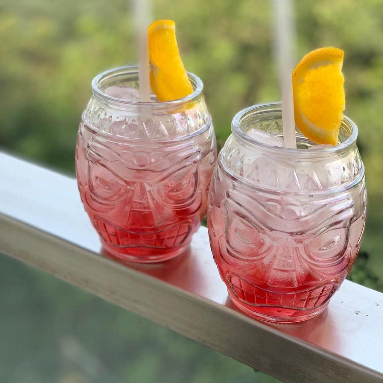 Tiki Glass Mug 6 Pack, 16 Oz Clear Cocktail Cups for Mai Tai and Luau Party D269