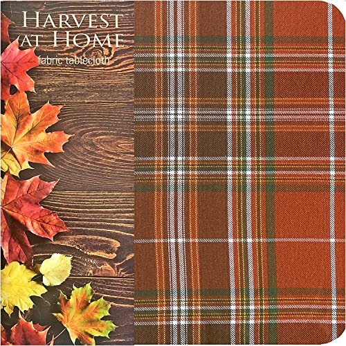 Plaid Weave Tablecloth, Rust and Green, 70 Inch Round F39356