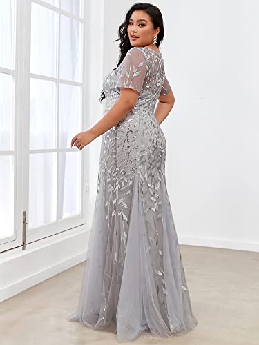 Plus Size Sequin Mermaid Maxi Evening Dress C100303