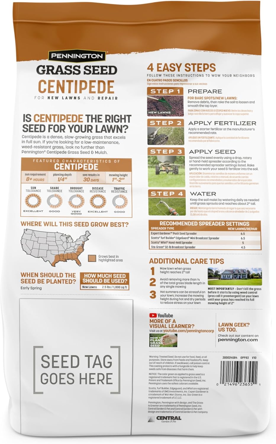 Centipede Grass Seed & Mulch 5 LB M4553
