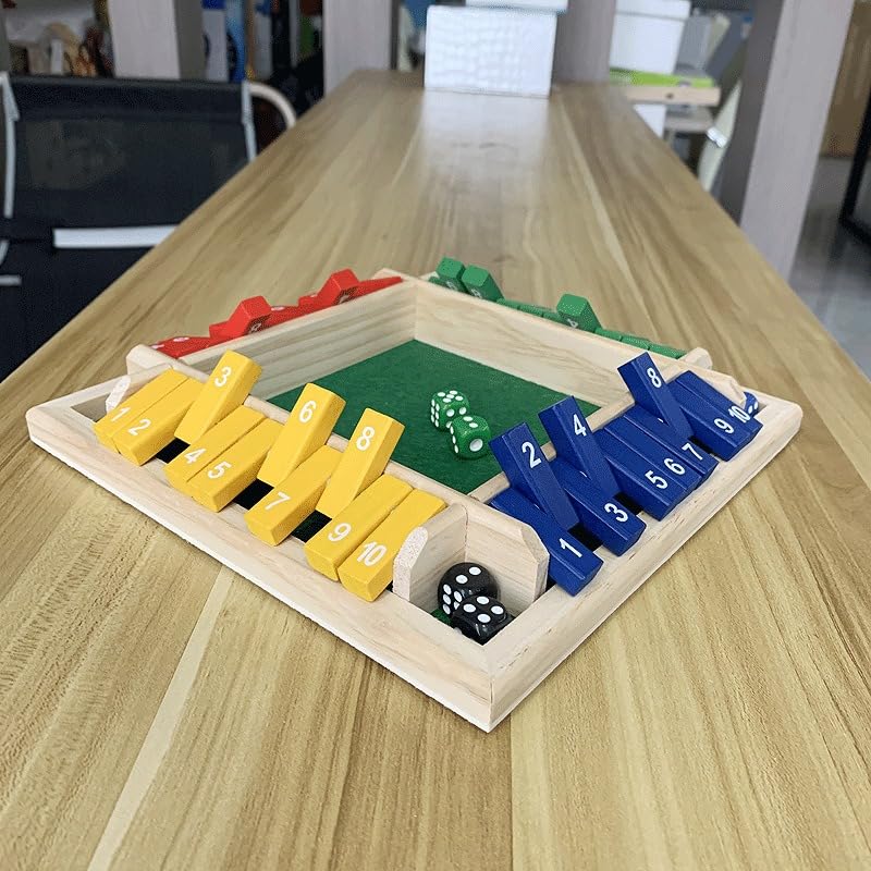 Shut the Box Dice Game, 12 Inches, 2-4 Player Wooden Tabletop Math Game H71444