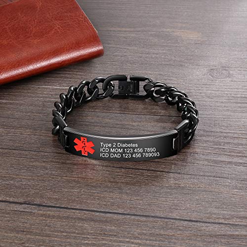 Medical Alert Bracelets for Men and Women Stainless Steel S12111