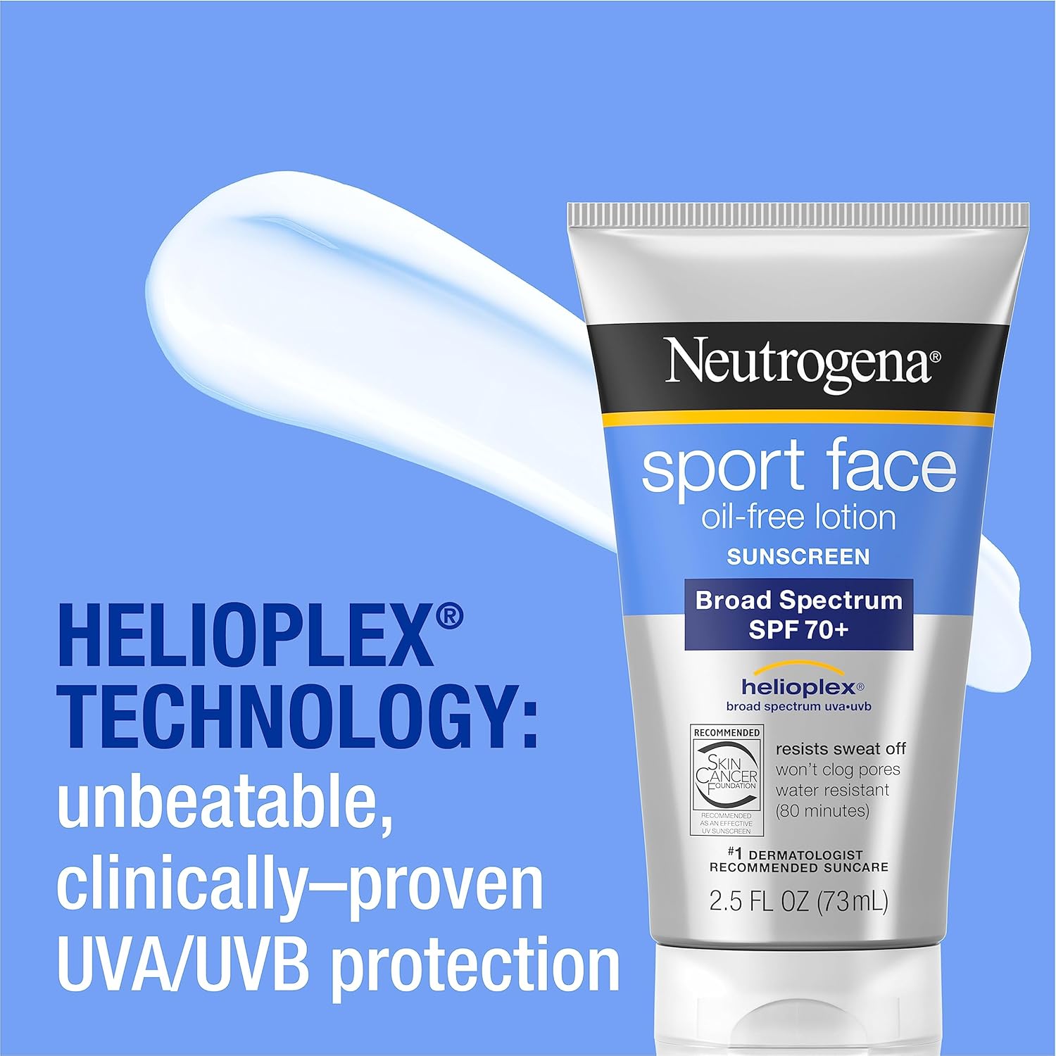 Sport Face Sunscreen SPF 70+, Water Resistant, Oil Free Lotion Z653