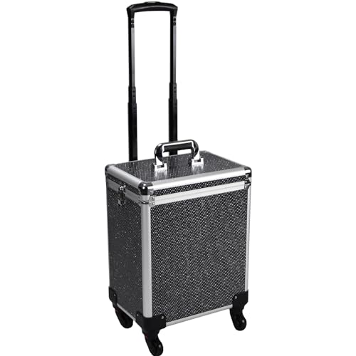 Rolling Makeup Train Case with Removable Wheels, Aluminum Travel Organizer Z222735