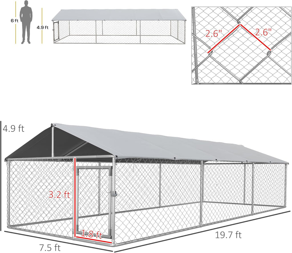Large Outdoor Dog Kennel with Waterproof Cover and Secure Lock T890
