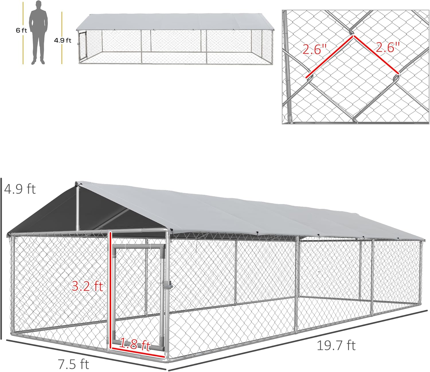 Large Outdoor Dog Kennel with Waterproof Cover and Secure Lock T890