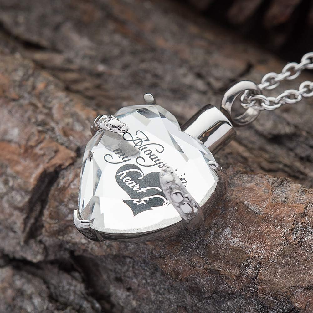 Crystal Glass Heart Urn Necklace for Ashes Memorial Pendant V1430