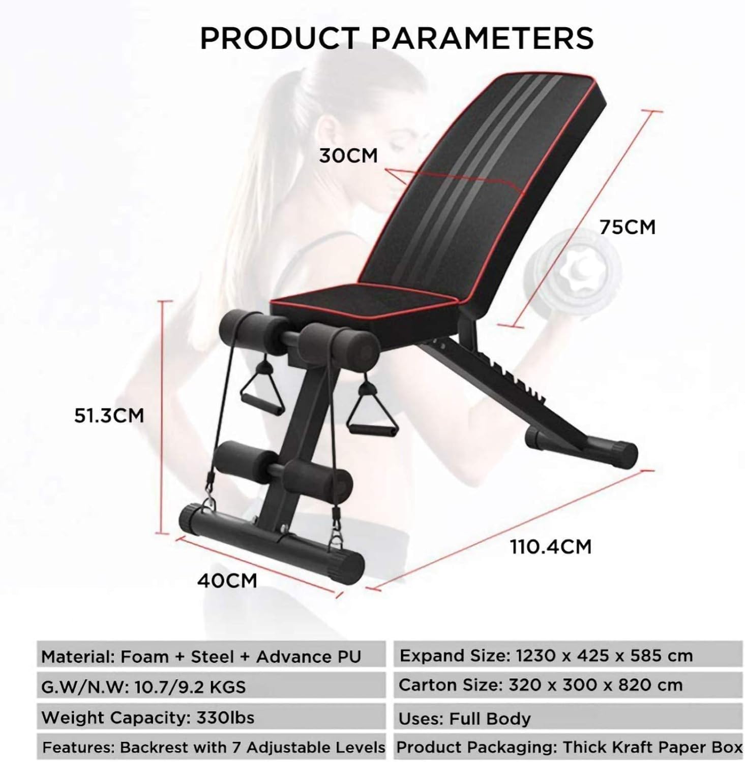 Adjustable Folding Weight Bench for Home Gym Y162