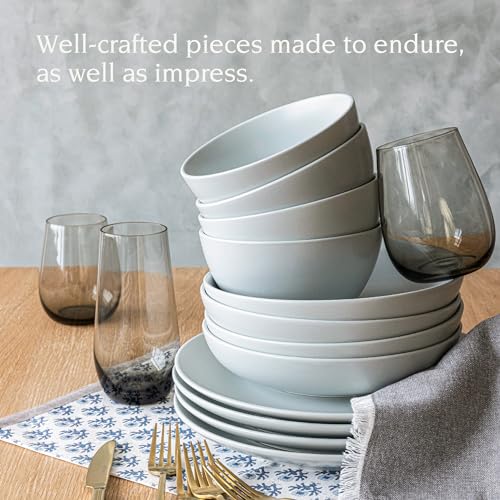 16-Piece Stoneware Dinnerware Set with Plates and Bowls Y62011