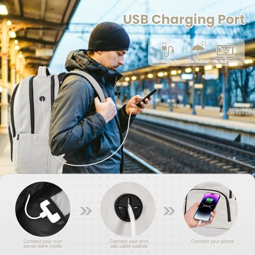 Travel Laptop Backpack with USB Charger Hole, Water Resistant, Carry-on Size M7033