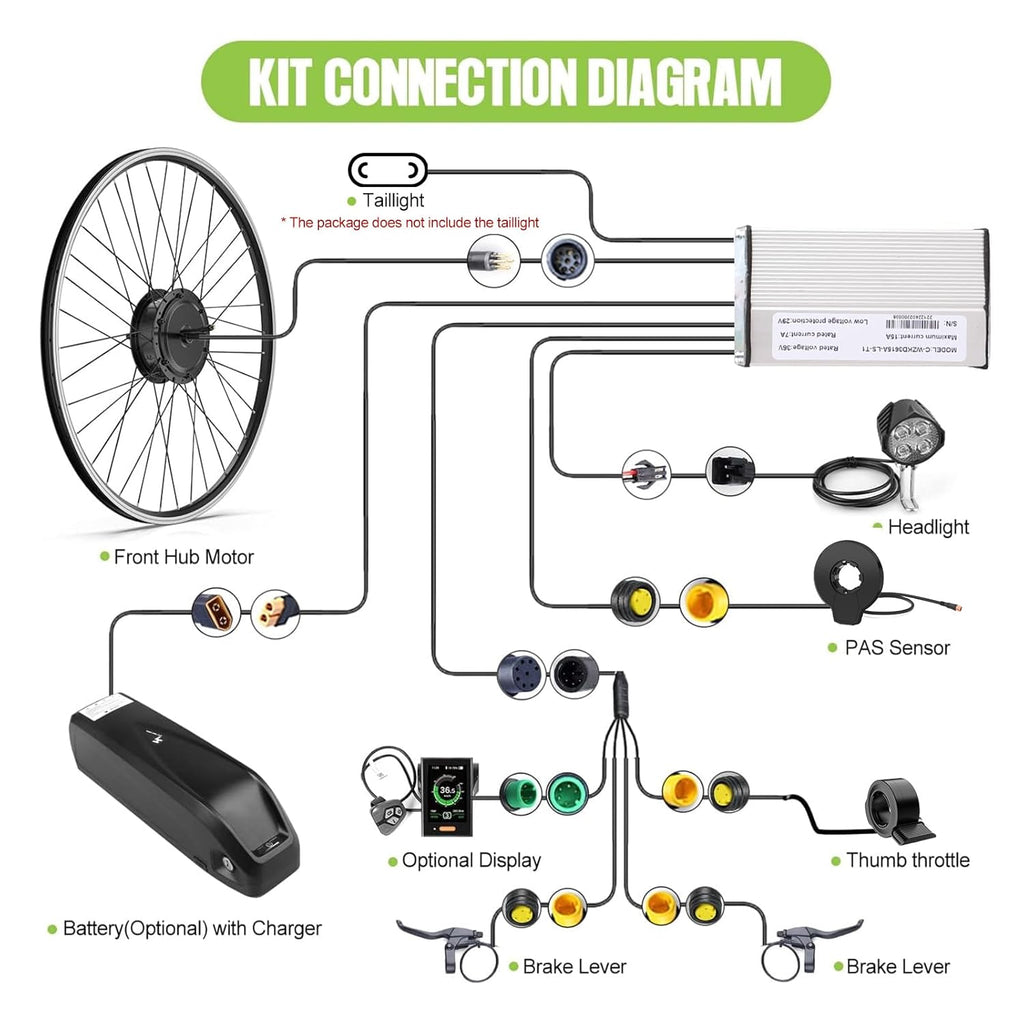 48V 500W Front Hub Motor Electric Bike Conversion Kit for 26 inch 700C Wheel F856031