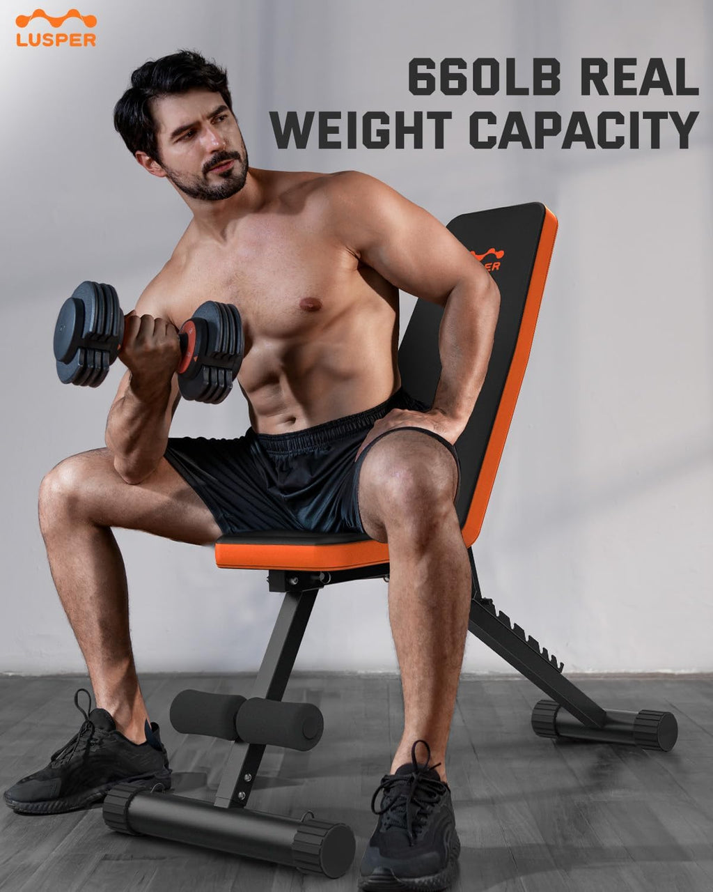 Adjustable Weight Bench with 44LB Dumbbell Set, 3 Modes Barbell Kettlebell J318