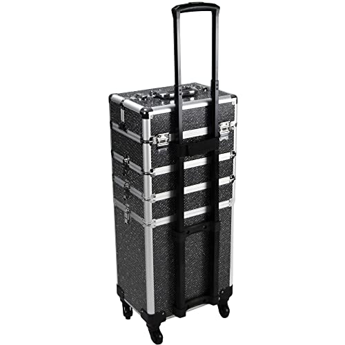 Rolling Makeup Train Case with Removable Wheels, Aluminum Travel Organizer Z222735