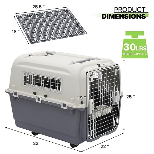 Plastic Pet Carrier, 22-Inch Hard-Sided Kennel for Small Dogs and Cats H410