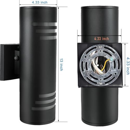 Outdoor Wall Lights 2 Pack, Dusk to Dawn, Black, Up and Down for Garage B18791